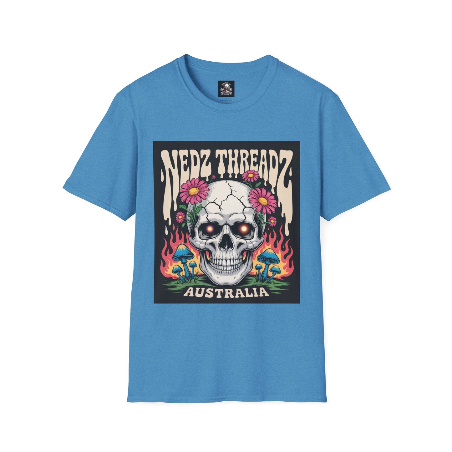 Edgy Skull Graphic Tee, Unisex Softstyle T-Shirt, Australia Design, Music Festival Wear, Halloween Party Shirt, Alternative Fashion