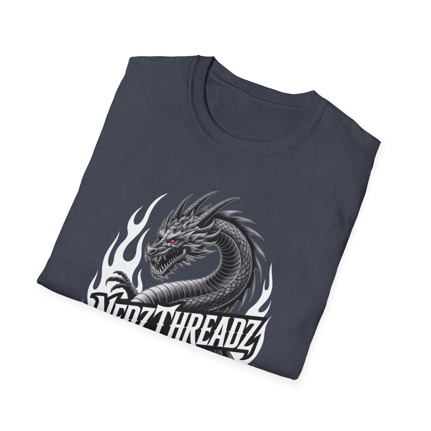 Dragon Graphic Tee, Unisex Softstyle T-Shirt, Edgy Fashion for Gamers, Gift for Dragon Lovers, Casual Streetwear