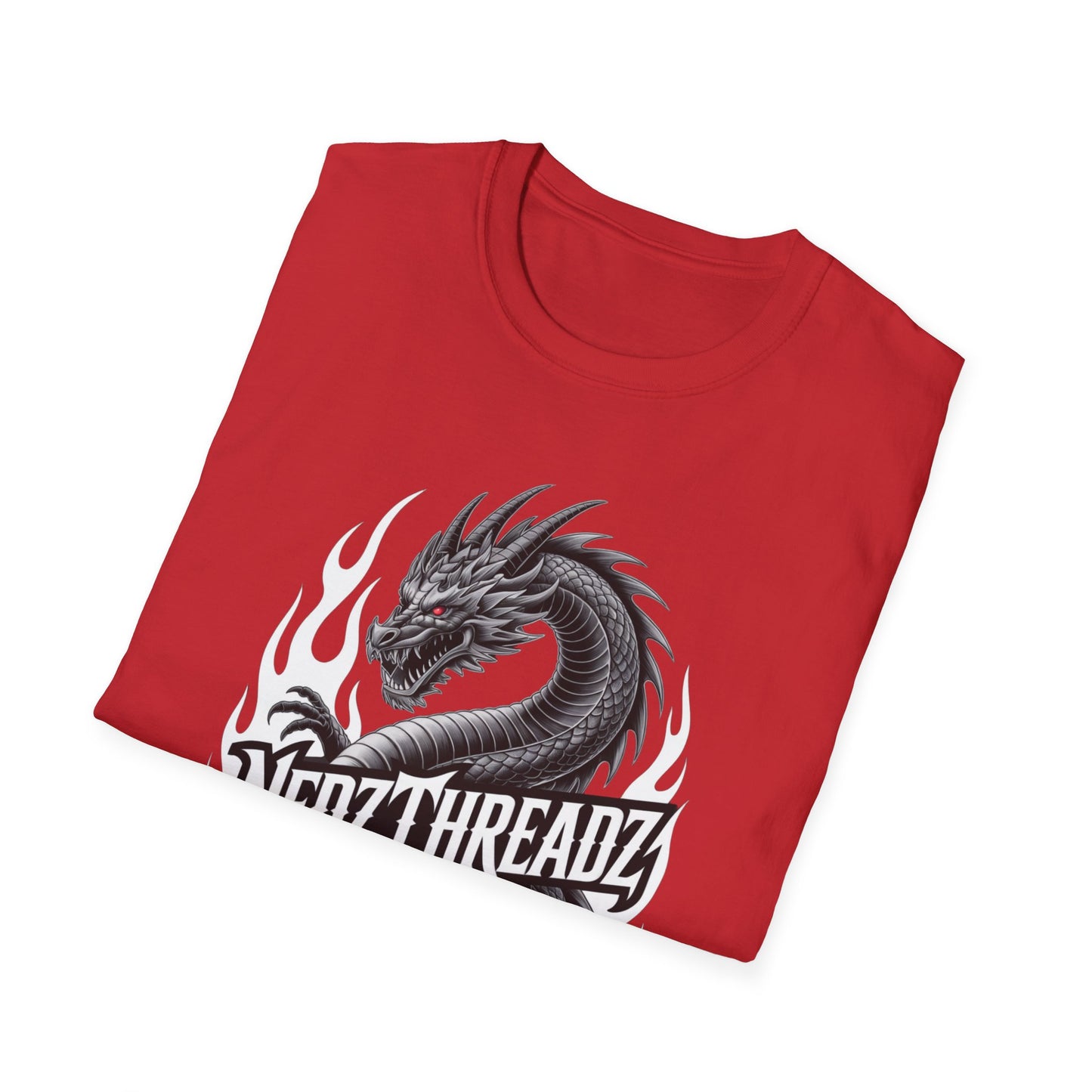 Dragon Graphic Tee, Unisex Softstyle T-Shirt, Edgy Fashion for Gamers, Gift for Dragon Lovers, Casual Streetwear