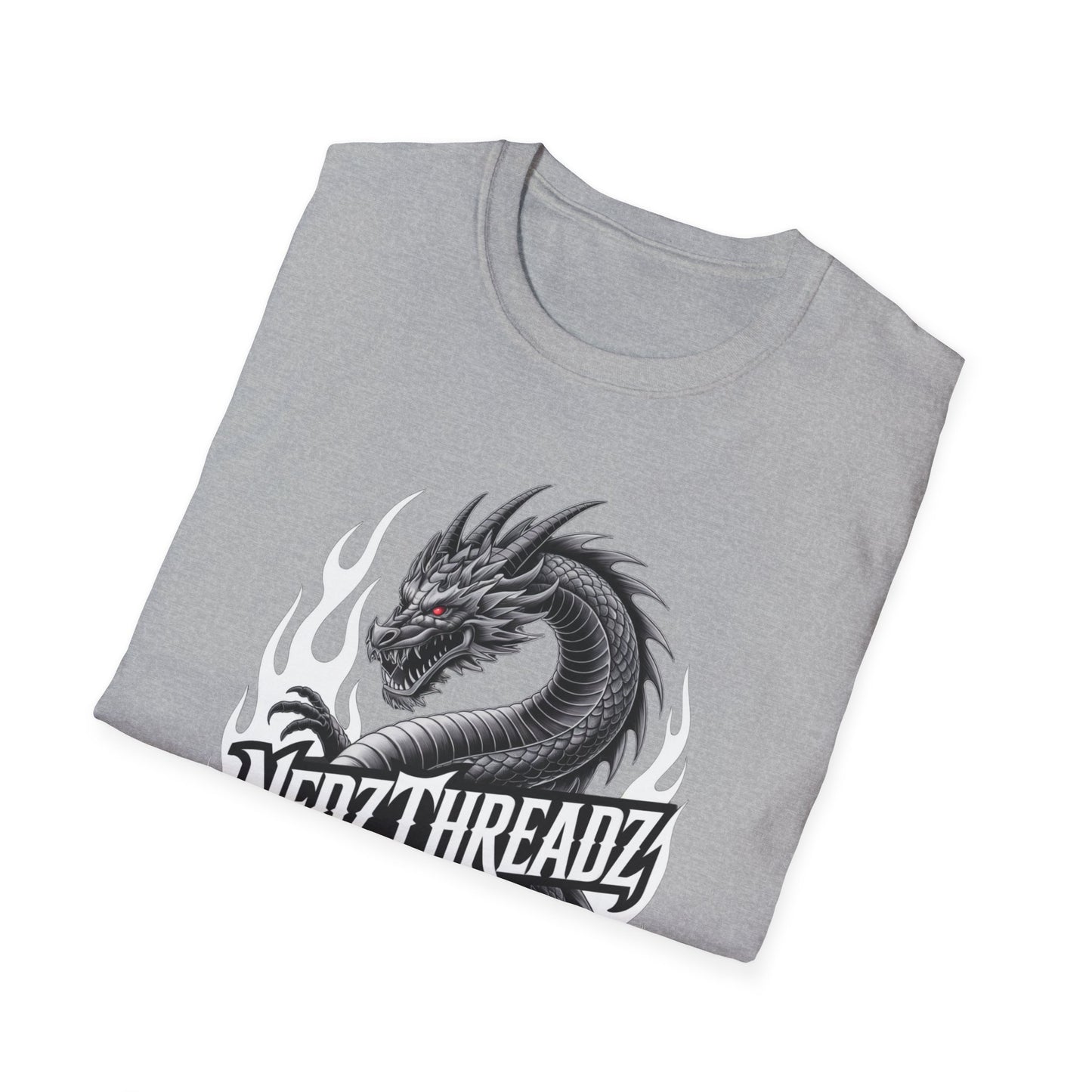 Dragon Graphic Tee, Unisex Softstyle T-Shirt, Edgy Fashion for Gamers, Gift for Dragon Lovers, Casual Streetwear