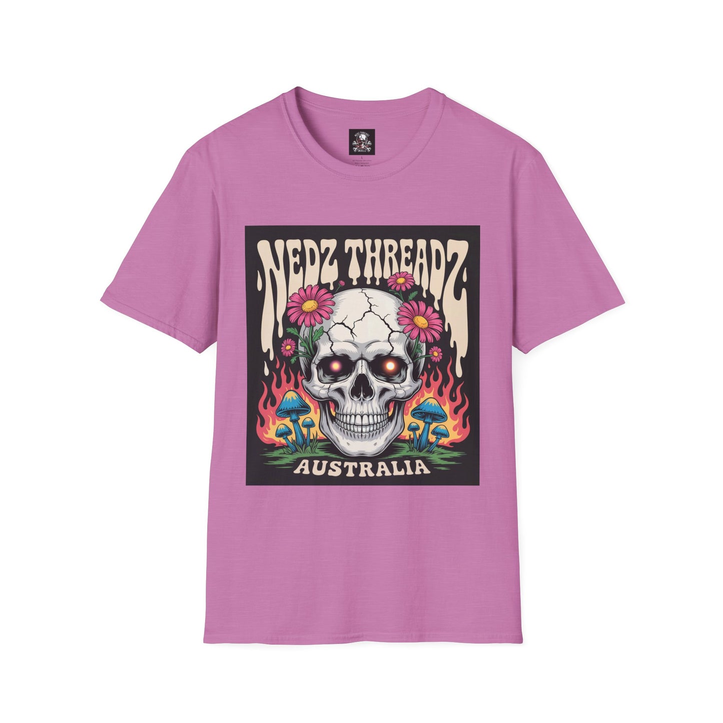 Edgy Skull Graphic Tee, Unisex Softstyle T-Shirt, Australia Design, Music Festival Wear, Halloween Party Shirt, Alternative Fashion
