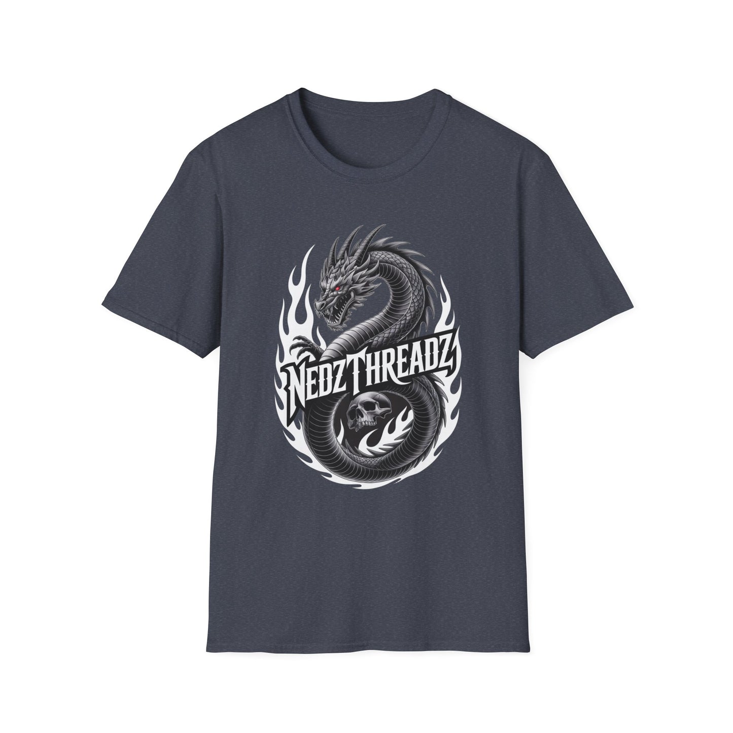 Dragon Graphic Tee, Unisex Softstyle T-Shirt, Edgy Fashion for Gamers, Gift for Dragon Lovers, Casual Streetwear