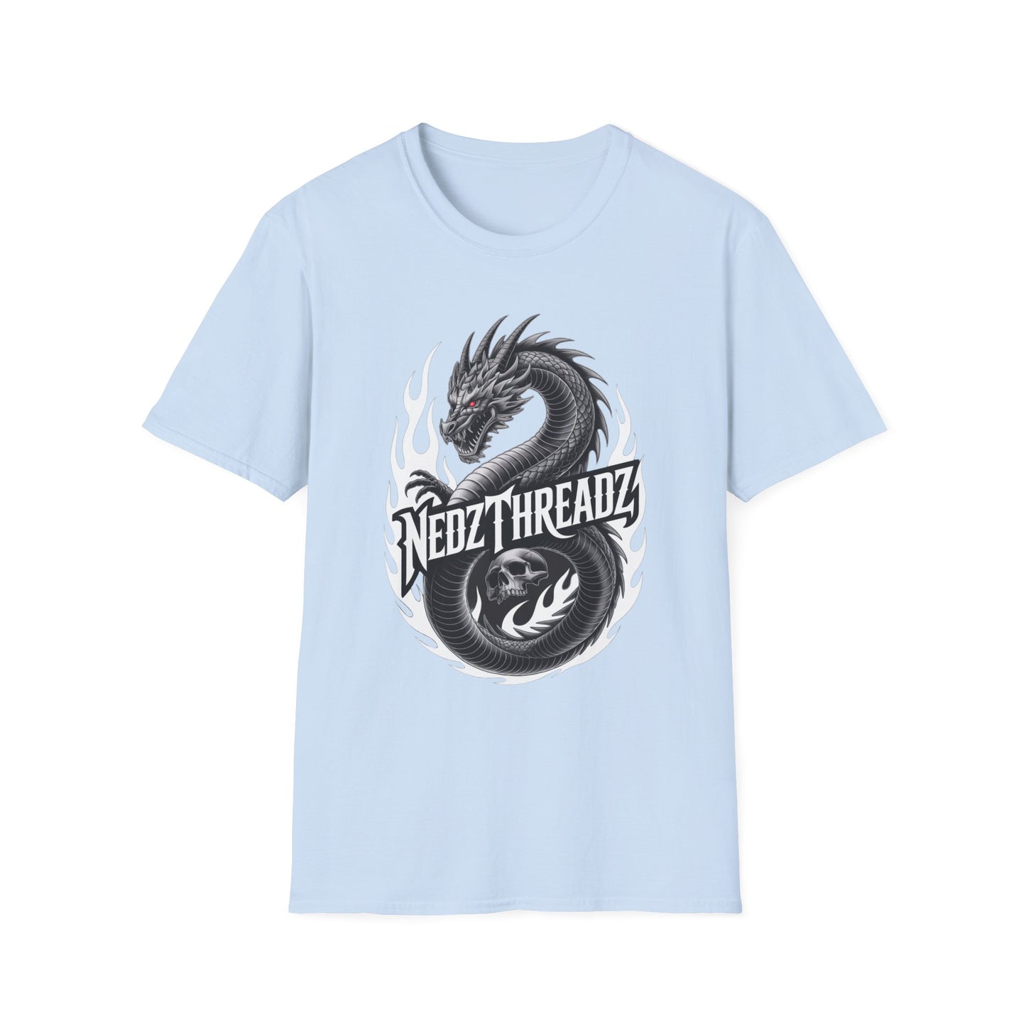 Dragon Graphic Tee, Unisex Softstyle T-Shirt, Edgy Fashion for Gamers, Gift for Dragon Lovers, Casual Streetwear