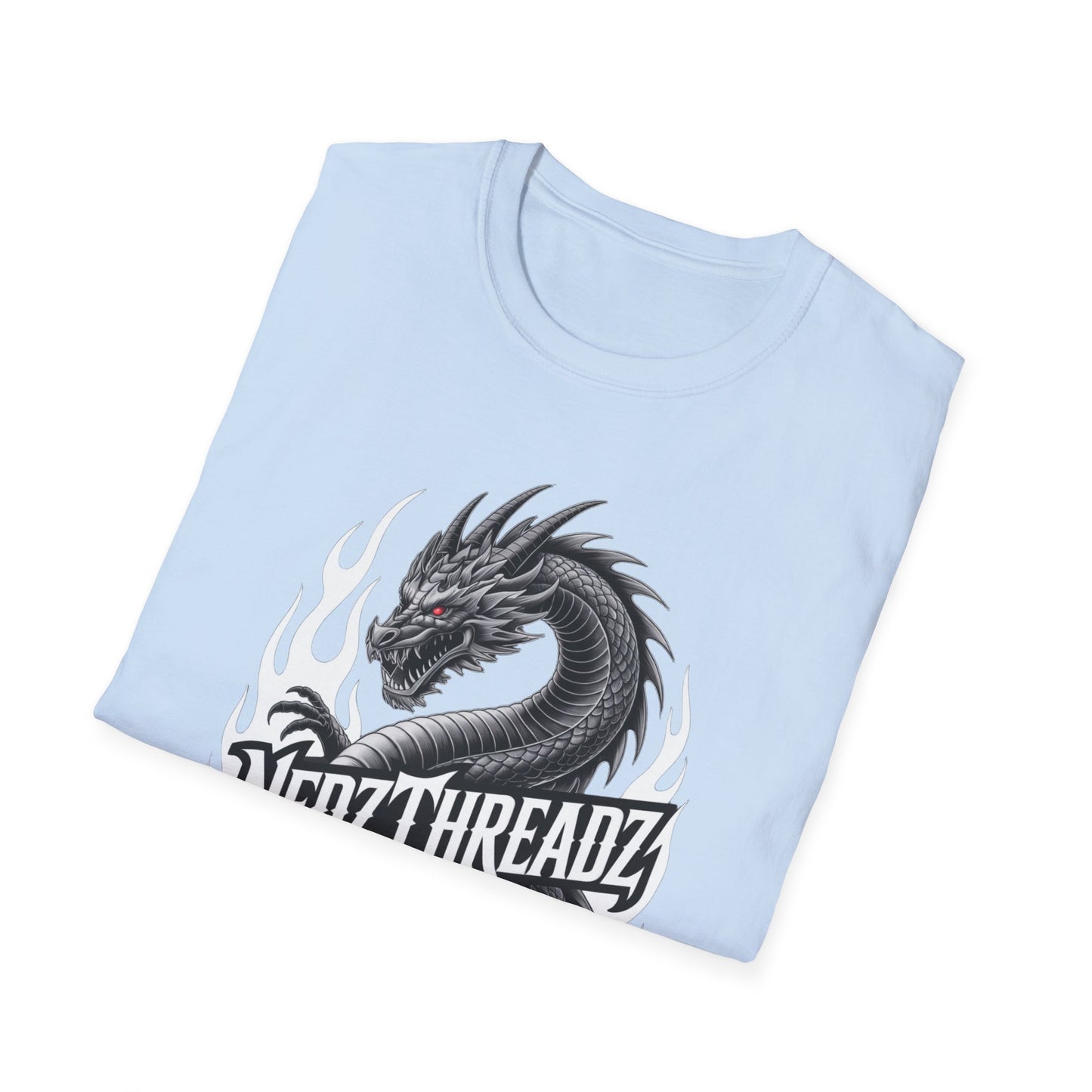 Dragon Graphic Tee, Unisex Softstyle T-Shirt, Edgy Fashion for Gamers, Gift for Dragon Lovers, Casual Streetwear