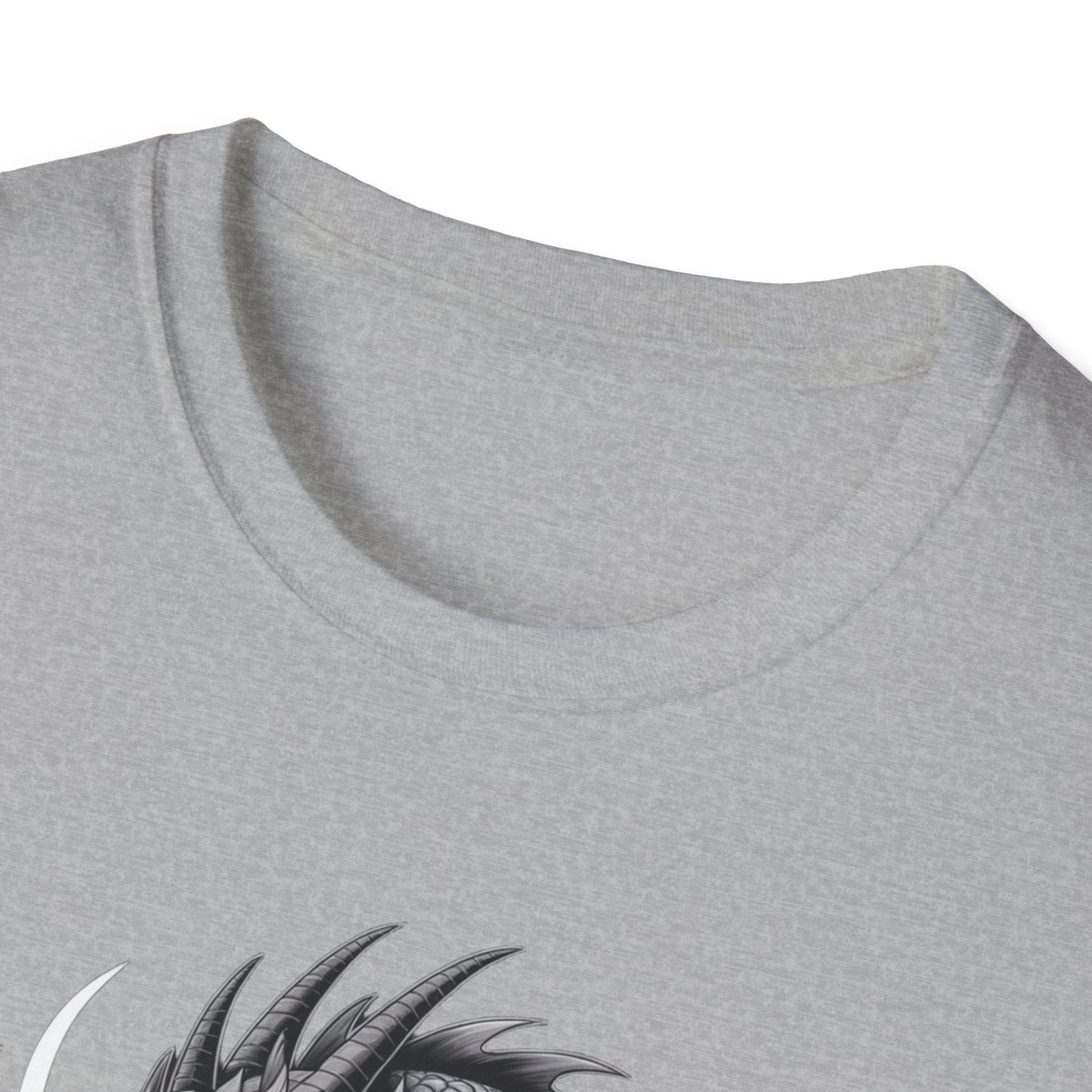 Dragon Graphic Tee, Unisex Softstyle T-Shirt, Edgy Fashion for Gamers, Gift for Dragon Lovers, Casual Streetwear