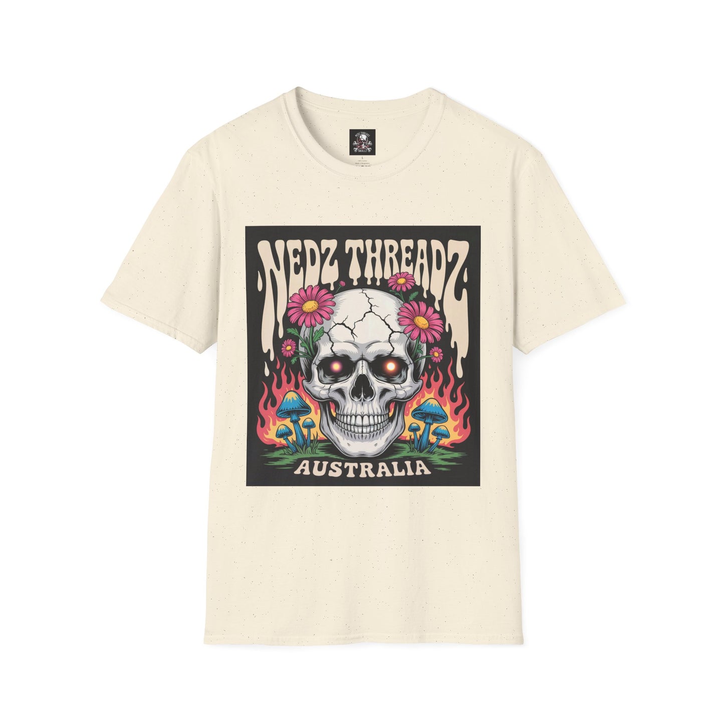 Edgy Skull Graphic Tee, Unisex Softstyle T-Shirt, Australia Design, Music Festival Wear, Halloween Party Shirt, Alternative Fashion