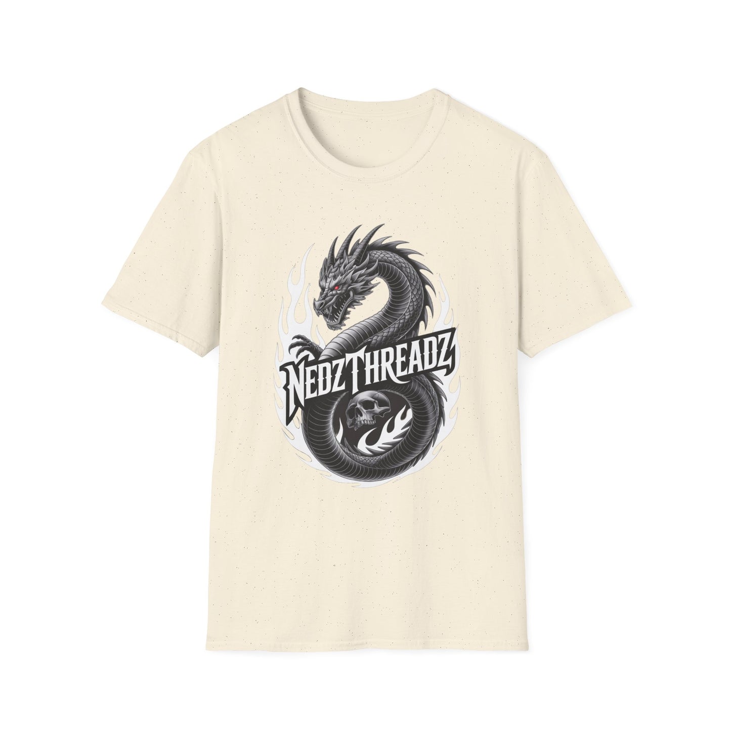 Dragon Graphic Tee, Unisex Softstyle T-Shirt, Edgy Fashion for Gamers, Gift for Dragon Lovers, Casual Streetwear